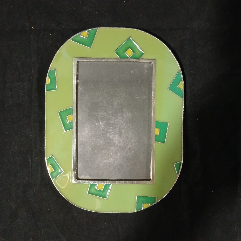 Retro Line Green And Gold Metal Picture Geometric